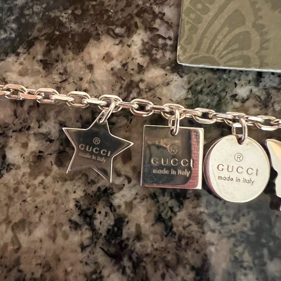 Gucci Trademark Silver Engraved Charm Bracelet - Picture 7 of 8
